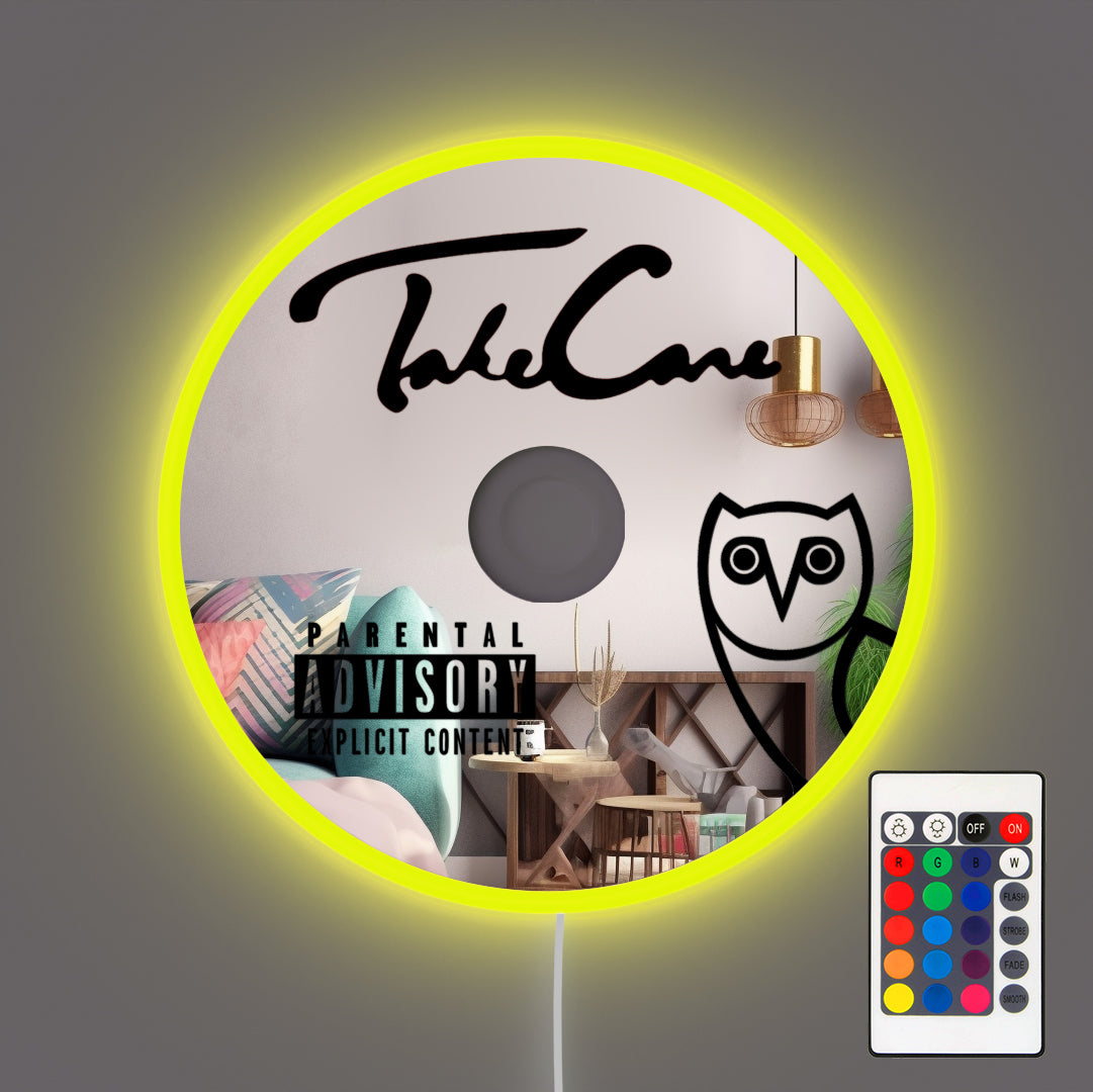 Cd R File For Led Mirror Take Care Drake Cd | Cd Mirror With Rgb Led β Neon Factory