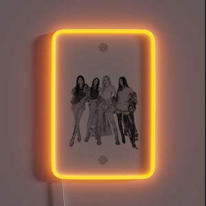 Aespa-inspired vibrant tarot card-themed neon sign with radiant Supernova effects
