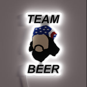 Color-changing Neon Sign Reading 'TEAM BEER' with Bright RGB Lights