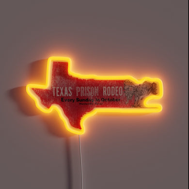 Electrify your space with this vibrant Texas Prison Rodeo sign.