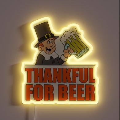 Quirky Neon Sign Celebrating Thanksgiving with a Twist of Humor