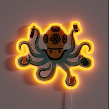 Load image into Gallery viewer, Octopus&#39; love for craft beer celebrated in vibrant RGB lighting.