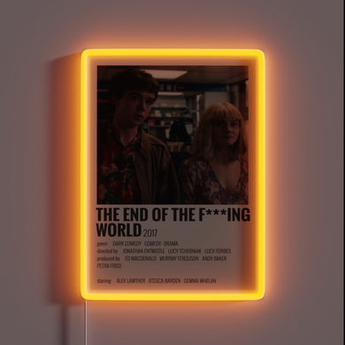 Colorful movie-inspired sign featuring The End of the F***ing World logo