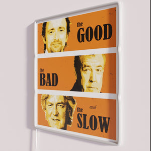 Neon sign featuring philosophical vibes with The Good and Ugly colors