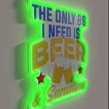 Load image into Gallery viewer, Neon sign featuring witty beer lover&#39;s motto in bold letters.