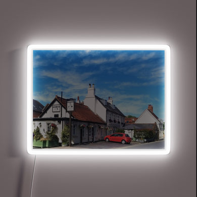 RGB Neon Sign Featuring Iconic The Queens Head Pub Emblem