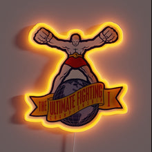 Load image into Gallery viewer, UFC 1 neon sign with fighter and globe design.