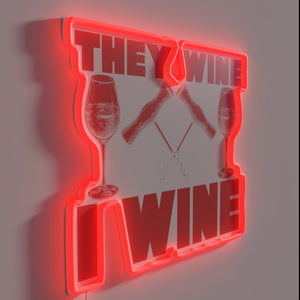 Customizable RGB Neon Sign with Wine and Drinking Humor Quote