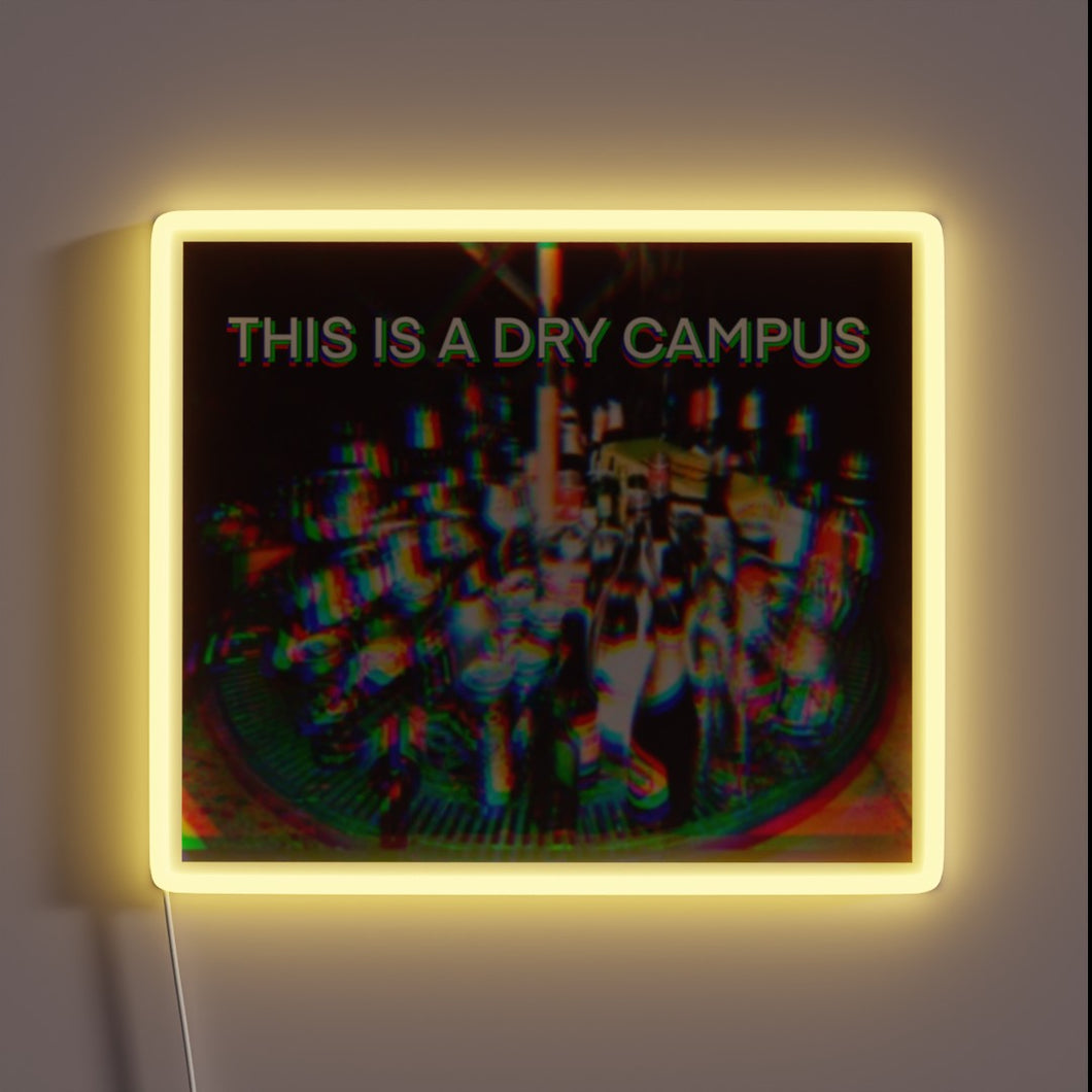 Campus Humor Dry Policy Neon Sign, Beer and Vodka Warning