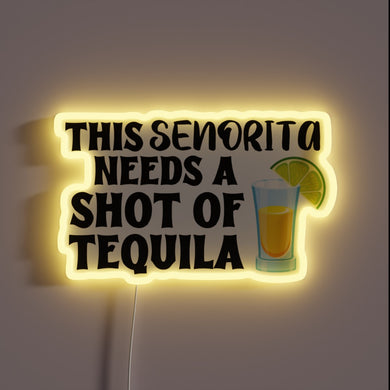 Vibrant Neon Sign Depicting Fiesty Seniorita's Tequila Lovers' Dream