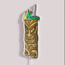 Load image into Gallery viewer, Tiki Drink RGB neon sign, side view with lights off showing acrylic backing and LED tube