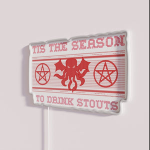 Neon Christmas Stout Beer Bar Sign Xmas Holiday Cheer Decorations