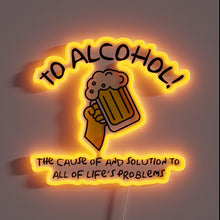 Load image into Gallery viewer, Glowing Bar Decor with Color-Changing &#39;To Alcohol&#39; Sign