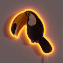 Load image into Gallery viewer, Toco Toucan RGB neon sign, front view lit, printed on acrylic