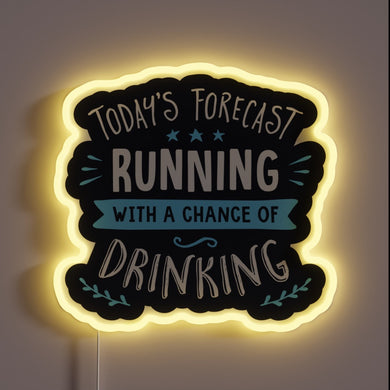 Vibrant Neon Sign Depicting a Weather Forecast with a Twist