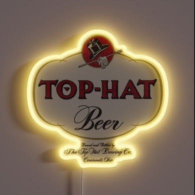Vintage top hat beer sign featuring retro defunct breweriana logo