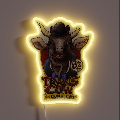 Vibrant Trans-Cow RGB neon sign adds bold bohemian flair.