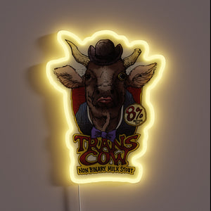 Vibrant Trans-Cow RGB neon sign adds bold bohemian flair.