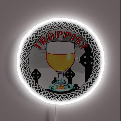 RGB illuminated LED sign featuring intricate Trappist-inspired knotwork design