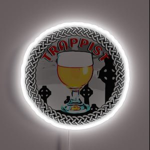 RGB illuminated LED sign featuring intricate Trappist-inspired knotwork design