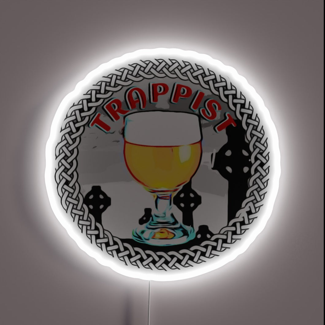 RGB illuminated LED sign featuring intricate Trappist-inspired knotwork design
