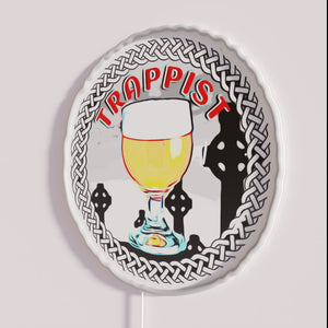 Traditional Trappist beer-inspired Celtic knotwork design RGB neon wall art decoration.