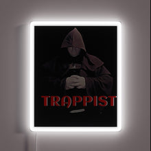 Load image into Gallery viewer, Vibrant LED light art featuring Trappist monk in radiant colors.
