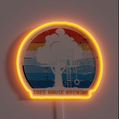 RGB neon sign featuring Tree House Brewing Company's logo prominently