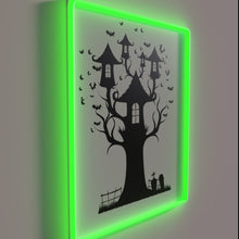 Load image into Gallery viewer, RGB glowing Tree House Brewing Company logo bar decor signage
