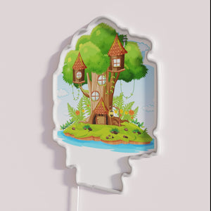 RGB Neon Treehouse Brewery Sign for Gamers and Beer Enthusiasts