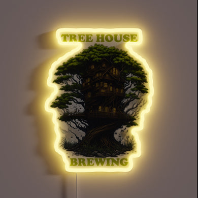 Glowing RGB neon sign featuring iconic Tree House Brewing logo