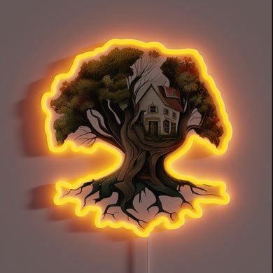 RGB color-changing neon sign with glowing Tree House Brewing logo