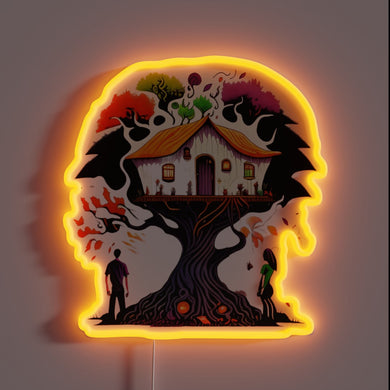 RGB glowing lighted neon sign for brewery ambiance decoration.