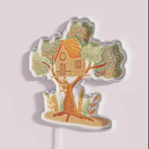 Vibrant tree house theme neon bar pub decor lighting sign