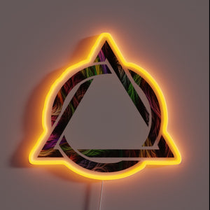 Wild metal AA symbol in neon glow, bold RGB colors