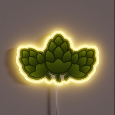 RGB Neon Sign Featuring Trio of Hops Brewery Logo Design