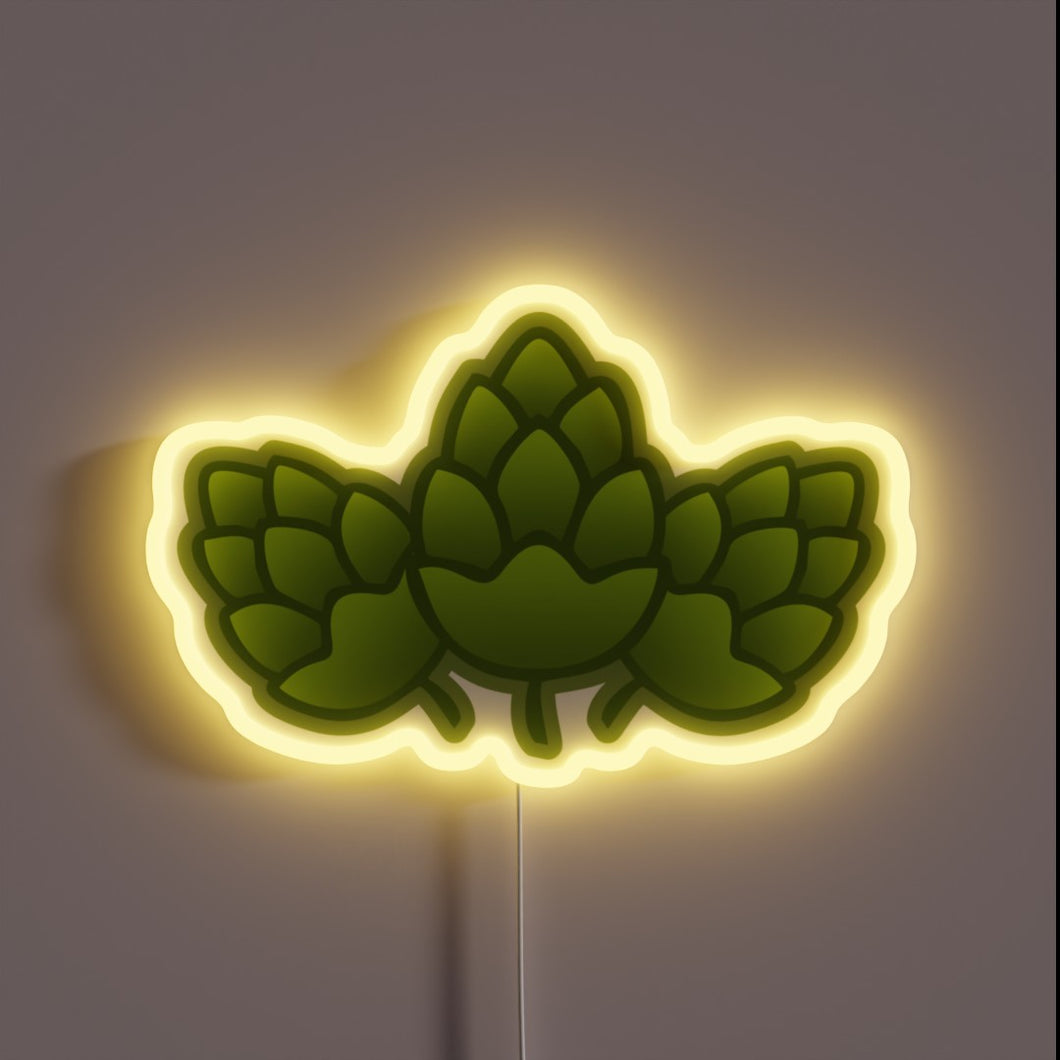 RGB Neon Sign Featuring Trio of Hops Brewery Logo Design