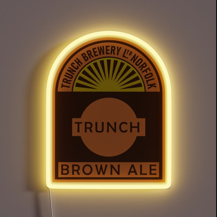 Vibrant RGB glow illuminates Trunch Brown Ale beer enthusiast decor