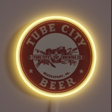 Vintage McKeesport, Pennsylvania themed RGB neon beer sign decoration.