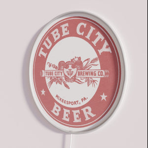 Neon bar sign inspired by historic Tube City Brewing Company