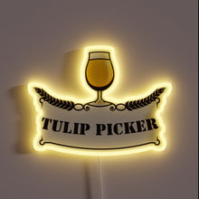 Load image into Gallery viewer, Vibrant Tulip Picker inspired neon sign with colorful radiant glow accents.