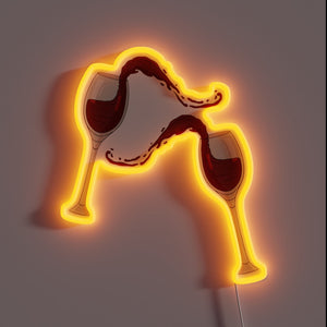 Red Wine Neon Sign with Splashing Effect and Rainbow Colors