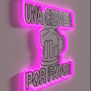 Una Cerveza Por Favor Spanish Beer Gift Neon Sign Decor
