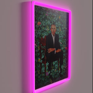 Neon Sign of President Barack Obama in Vibrant Smithsonian Colors