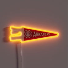 Load image into Gallery viewer, Official University of Arkansas campus neon sign with vibrant colors.