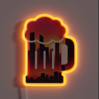 Cool city nightlife ambiance in a glowing beer mug accessory.