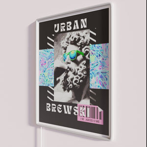 Urban coffee shop decor with customizable RGB color changing neon sign