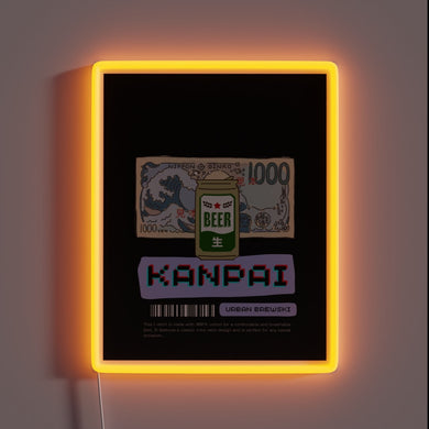Eye-catching Urban Brewski bar decor with customizable colorful LED lighting.
