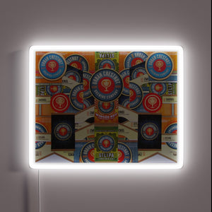 Vibrant RGB neon sign with urban design and artistic twist.