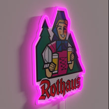 Load image into Gallery viewer, Neon sign featuring Rothaus in vibrant urban revitalized mixed-use brewery spaces.